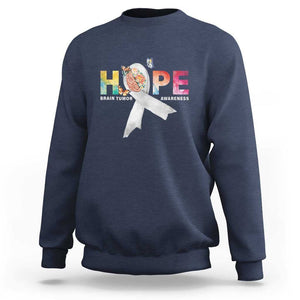 Hope Brain Tumor Awareness Gray Ribbon Sweatshirt TS09 Navy Print Your Wear