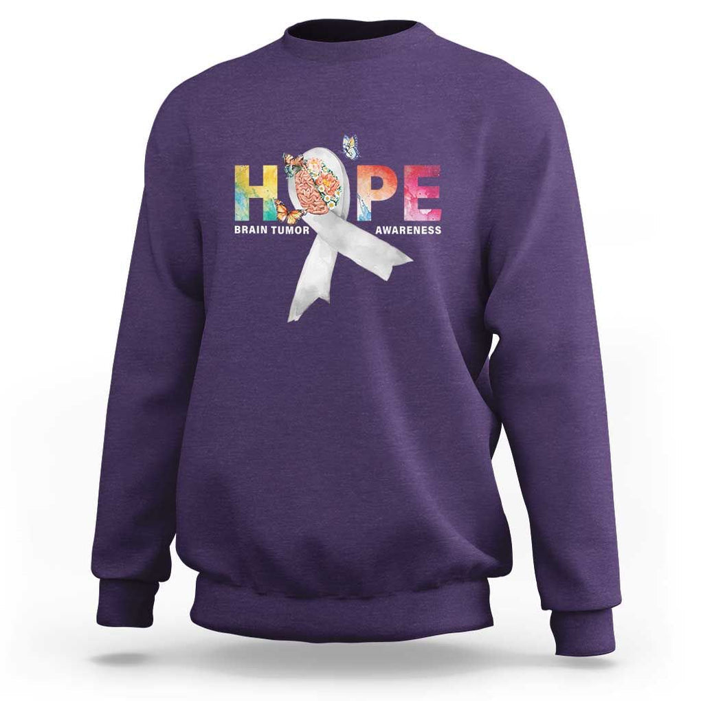 Hope Brain Tumor Awareness Gray Ribbon Sweatshirt TS09 Purple Print Your Wear
