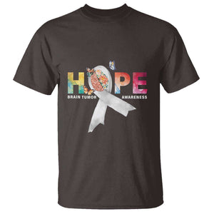 Hope Brain Tumor Awareness Gray Ribbon T Shirt TS09 Dark Chocolate Print Your Wear