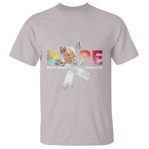 Hope Brain Tumor Awareness Gray Ribbon T Shirt TS09 Ice Gray Print Your Wear