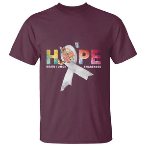 Hope Brain Tumor Awareness Gray Ribbon T Shirt TS09 Maroon Print Your Wear