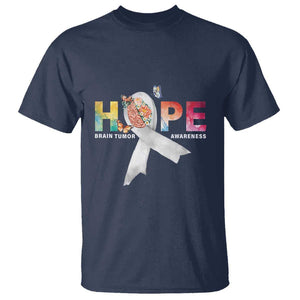 Hope Brain Tumor Awareness Gray Ribbon T Shirt TS09 Navy Print Your Wear