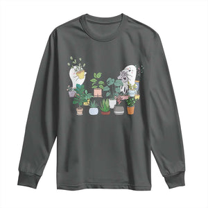 Ghost Garden Halloween Gardener Gardening Long Sleeve Shirt TS09 Dark Heather Print Your Wear