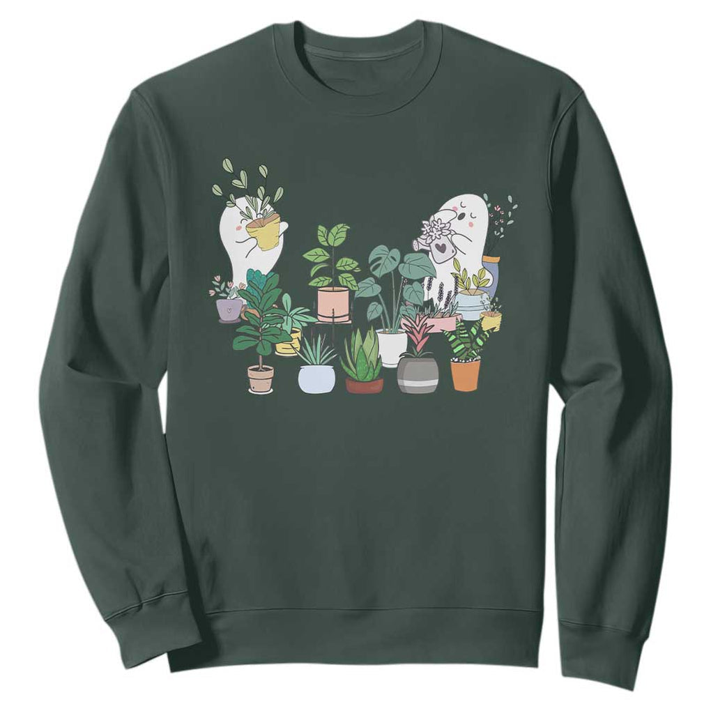 Ghost Garden Halloween Gardener Gardening Sweatshirt TS09 Dark Forest Green Print Your Wear