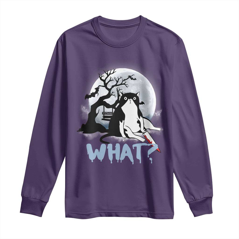 Halloween Cat Long Sleeve Shirt What Cat Murder Spooky Season TS09 Purple Print Your Wear