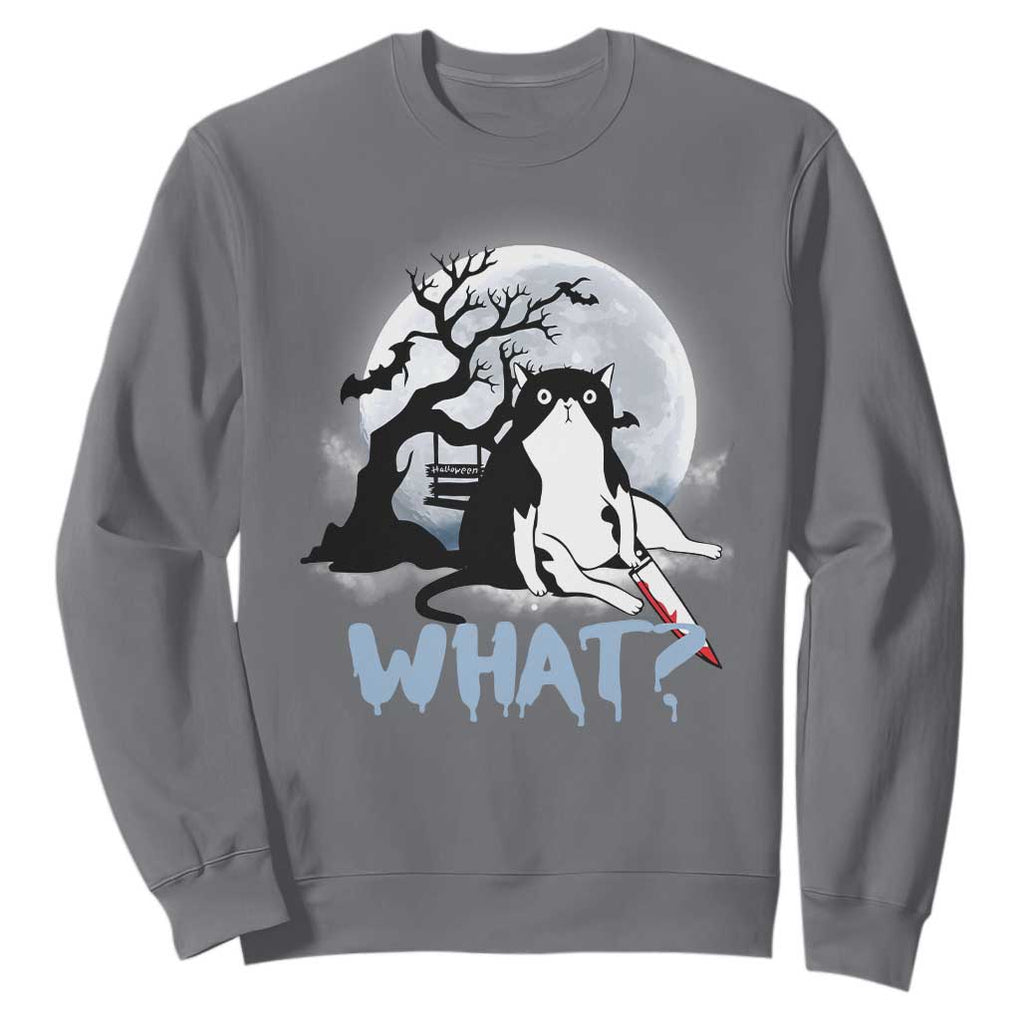 Halloween Cat Sweatshirt What Cat Murder Spooky Season TS09 Charcoal Print Your Wear