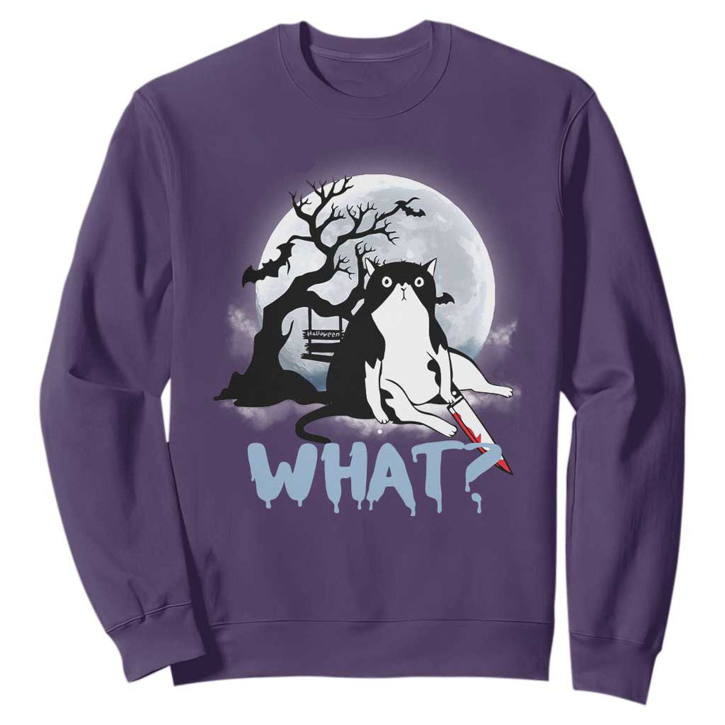 Halloween Cat Sweatshirt What Cat Murder Spooky Season TS09 Purple Print Your Wear