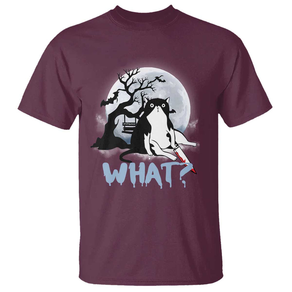 Halloween Cat T Shirt What Cat Murder Spooky Season TS09 Maroon Print Your Wear