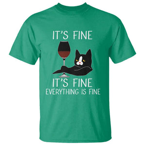 Cat Lover T Shirt It's Fine I'm Fine Everything is Fine Funny Black Cat TS09 Irish Green Print Your Wear