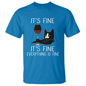 Cat Lover T Shirt It's Fine I'm Fine Everything is Fine Funny Black Cat TS09 Sapphire Print Your Wear