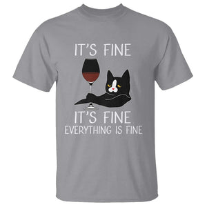 Cat Lover T Shirt It's Fine I'm Fine Everything is Fine Funny Black Cat TS09 Sport Gray Print Your Wear