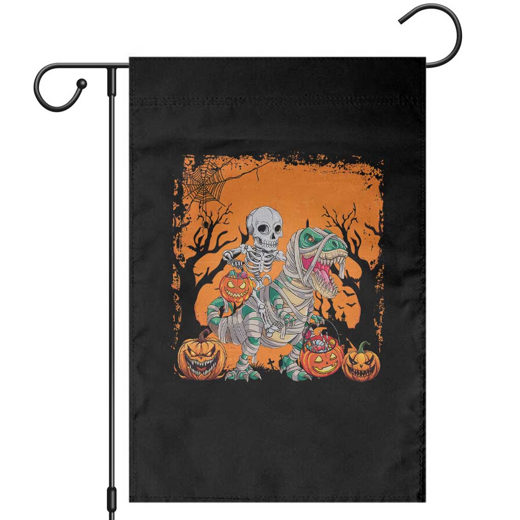 Funny Halloween Skeleton Riding Dinosaur Garden Flag TS09 Black Print Your Wear