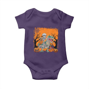 Funny Halloween Skeleton Riding Dinosaur Baby Onesie TS09 Purple Print Your Wear