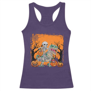 Funny Halloween Skeleton Riding Dinosaur Racerback Tank Top TS09 Purple Print Your Wear