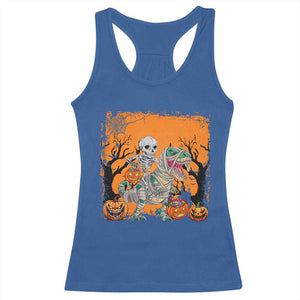 Funny Halloween Skeleton Riding Dinosaur Racerback Tank Top TS09 Royal Blue Print Your Wear