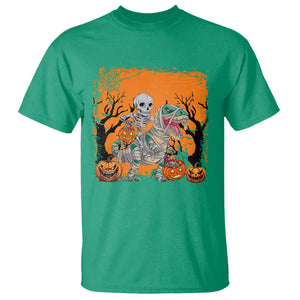 Funny Halloween Skeleton Riding Dinosaur T Shirt TS09 Irish Green Print Your Wear