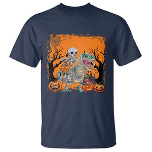 Funny Halloween Skeleton Riding Dinosaur T Shirt TS09 Navy Print Your Wear