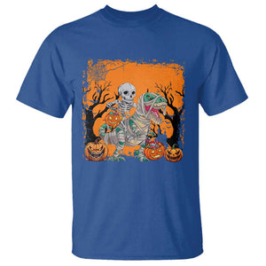 Funny Halloween Skeleton Riding Dinosaur T Shirt TS09 Royal Blue Print Your Wear