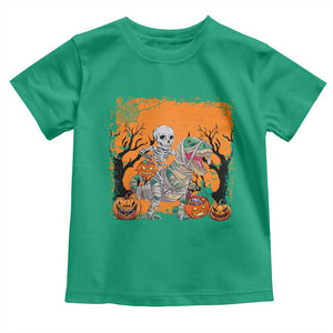 Funny Halloween Skeleton Riding Dinosaur Toddler T Shirt TS09 Irish Green Print Your Wear