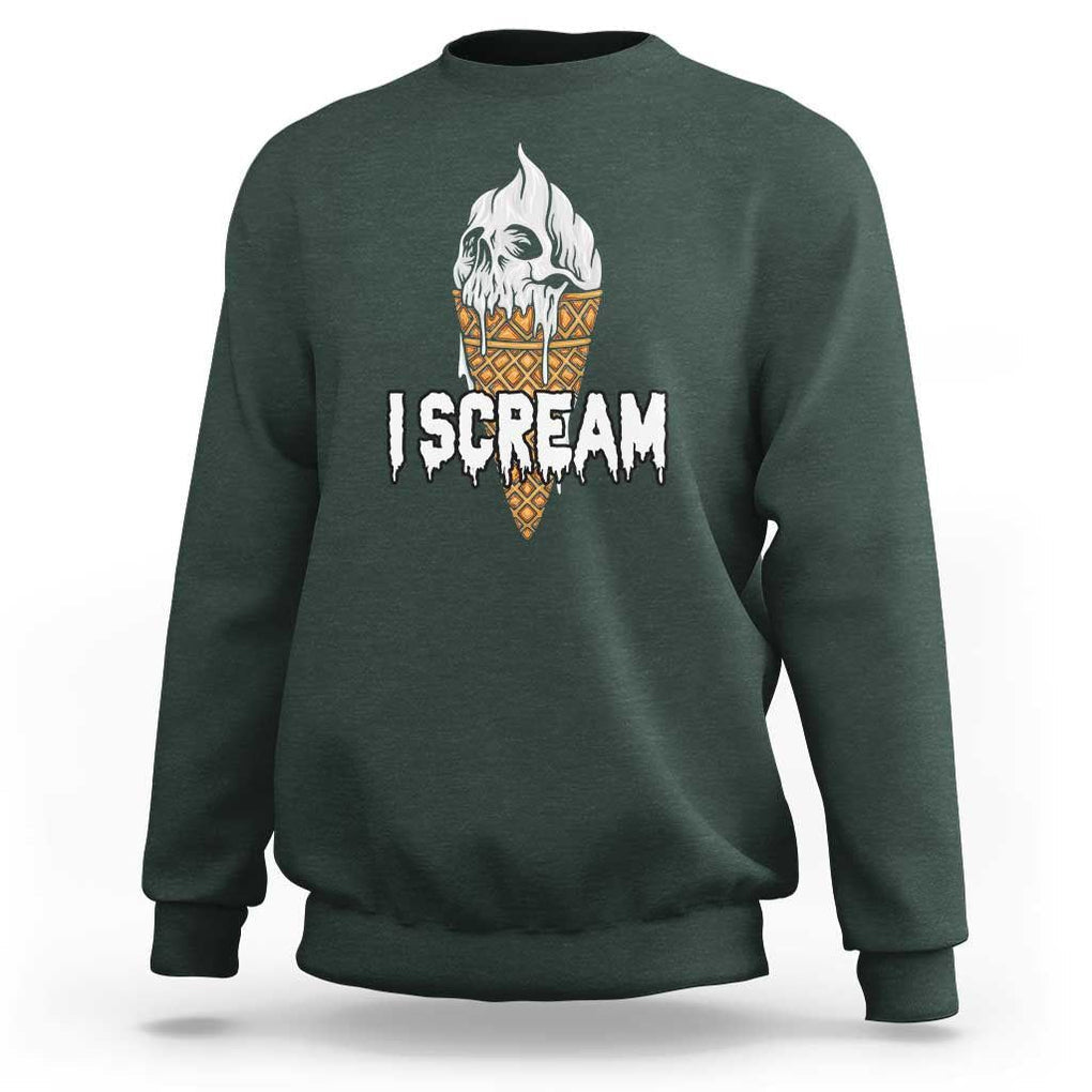 Halloween Sweatshirt I Scream Ice Cream Ghost TS09 Dark Forest Green Print Your Wear