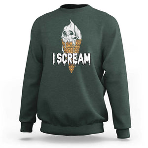 Halloween Sweatshirt I Scream Ice Cream Ghost TS09 Dark Forest Green Print Your Wear