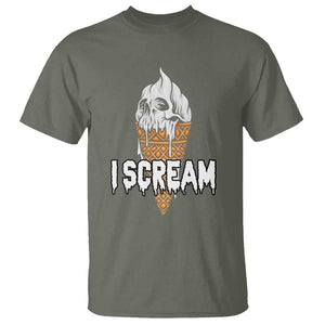 Halloween T Shirt I Scream Ice Cream Ghost TS09 Military Green Print Your Wear