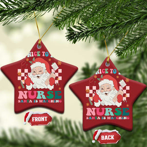 Xmas Nurse Christmas Ornament Be Nice To The Nurse Santa is Watching Groovy TS09 Star Red Print Your Wear