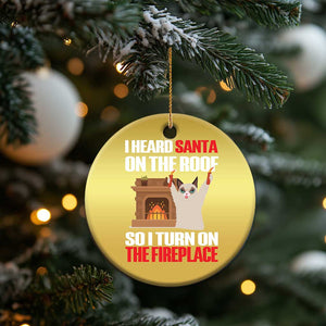 Funny Xmas Cat Christmas Ornament Cat Turned On The Fireplace TS09 Print Your Wear