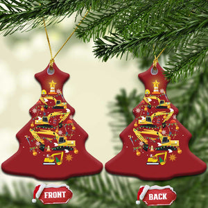 Christmas Tree Construction Excavator Christmas Ornament TS09 Christmas Tree Red Print Your Wear