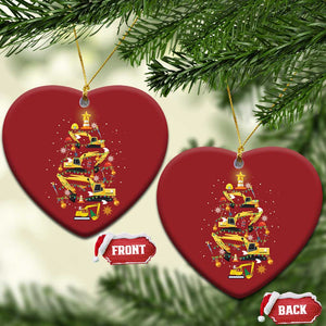 Christmas Tree Construction Excavator Christmas Ornament TS09 Heart Red Print Your Wear