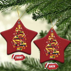 Christmas Tree Construction Excavator Christmas Ornament TS09 Star Red Print Your Wear