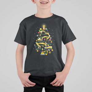 Santa Reindeer Riding Monster Truck Christmas Tree T Shirt For Kid TS09 Black Printyourwear