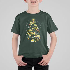 Santa Reindeer Riding Monster Truck Christmas Tree T Shirt For Kid TS09 Dark Forest Green Printyourwear