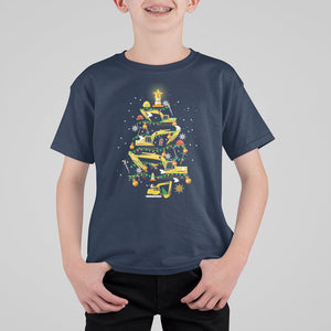 Santa Reindeer Riding Monster Truck Christmas Tree T Shirt For Kid TS09 Navy Printyourwear