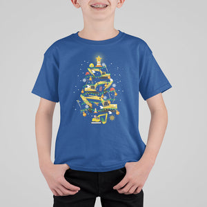 Santa Reindeer Riding Monster Truck Christmas Tree T Shirt For Kid TS09 Royal Blue Printyourwear