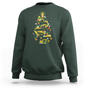 Santa Reindeer Riding Monster Truck Christmas Tree Sweatshirt TS09 Dark Forest Green Printyourwear