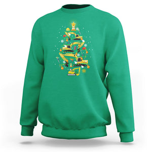 Santa Reindeer Riding Monster Truck Christmas Tree Sweatshirt TS09 Irish Green Printyourwear