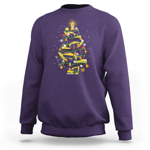 Santa Reindeer Riding Monster Truck Christmas Tree Sweatshirt TS09 Purple Printyourwear