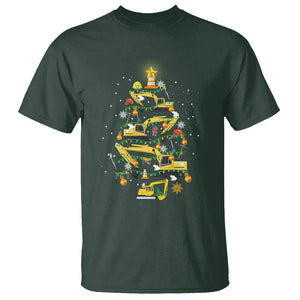 Santa Reindeer Riding Monster Truck Christmas Tree T Shirt TS09 Dark Forest Green Printyourwear