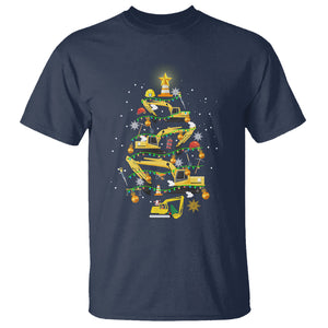 Santa Reindeer Riding Monster Truck Christmas Tree T Shirt TS09 Navy Printyourwear