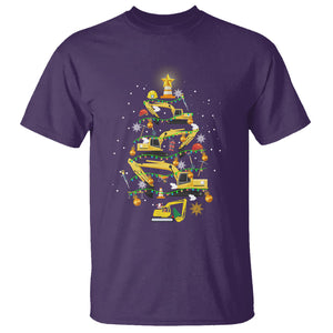 Santa Reindeer Riding Monster Truck Christmas Tree T Shirt TS09 Purple Printyourwear