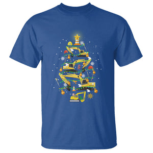 Santa Reindeer Riding Monster Truck Christmas Tree T Shirt TS09 Royal Blue Printyourwear