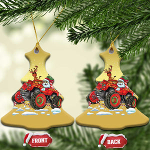 Funny Xmas Christmas Ornament Santa Reindeer Riding Monster Truck TS09 Christmas Tree Gold Print Your Wear