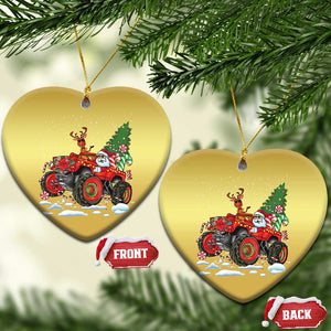 Funny Xmas Christmas Ornament Santa Reindeer Riding Monster Truck TS09 Heart Gold Print Your Wear