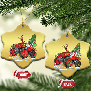 Funny Xmas Christmas Ornament Santa Reindeer Riding Monster Truck TS09 Snow Flake Gold Print Your Wear