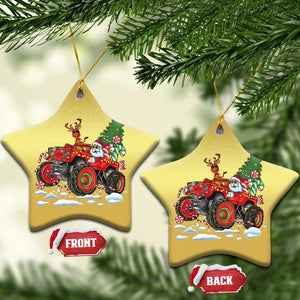 Funny Xmas Christmas Ornament Santa Reindeer Riding Monster Truck TS09 Star Gold Print Your Wear