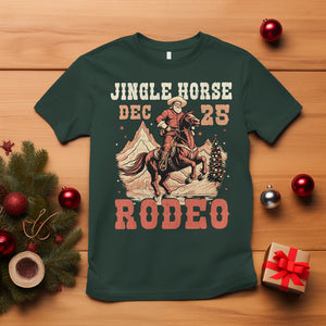 Vintage Jingle Horse Rodeo Funny Howdy Western Christmas T Shirt TS09 Dark Forest Green Printyourwear