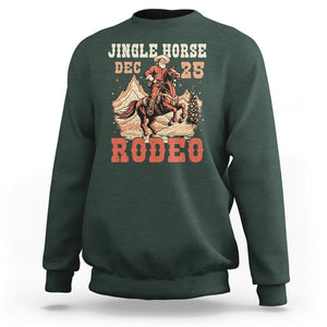 Vintage Jingle Horse Rodeo Funny Howdy Western Christmas Sweatshirt TS09 Dark Forest Green Printyourwear