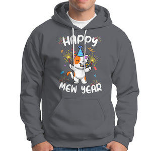 Happy Mew Year Funny Cat New Years Eve Party Firework Hoodie TS09 Charcoal Printyourwear