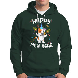 Happy Mew Year Funny Cat New Years Eve Party Firework Hoodie TS09 Dark Forest Green Printyourwear